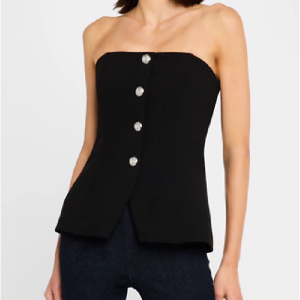 Veronica Beard Forman Strapless Top Black 2 NWT